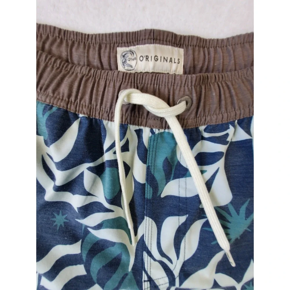 O'Neill Originals Tropical‎ Leaf Swim Trunks Men's Small Blue Teal Board Shorts